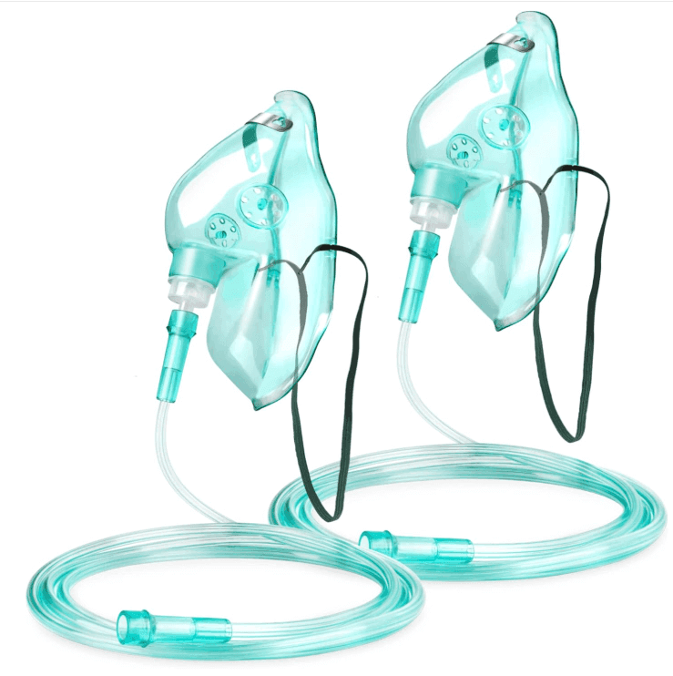 ANSNF 2 Pack Oxygen Mask for Face Adult with 6.6' Tube & Adjustable Elastic Strap - Size L - NO Cup